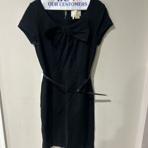 Kate Spade Black Midi Dress with Bow Accent